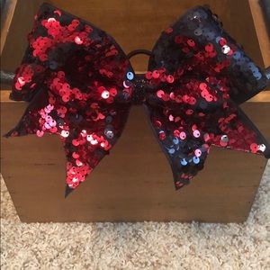 Red and Black Sequin Cheer Bow